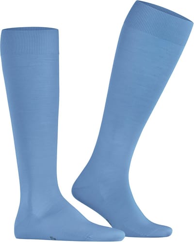 FALKE ClimaWool lang eenkleurig wol lyocell kniekousen heren blauw - maat 41-42
