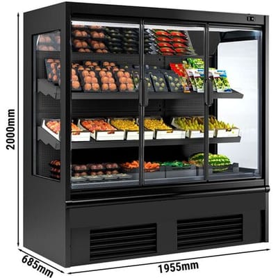 GGM Gastro Wandkühlregal - 1955mm - 555 Liter - mit 3 doppelt verglasten Flügeltüren & 2 Ablagen Zwart