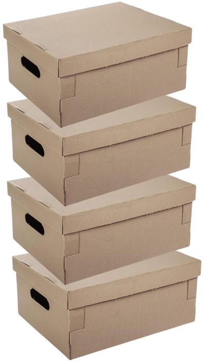 CM Huis Opbergbox - 4x - Opbergdoos - beige - karton - opvouwbaar - 45 x 35 x 20 cm - met deksel - organiseren - opruimen