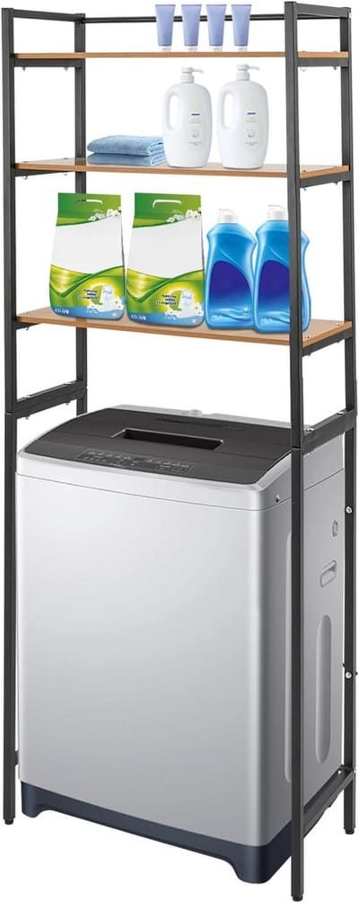 3-laags Metalen Opbergrek voor Boven Wasmachine en Toilet, 69x30x181 cm