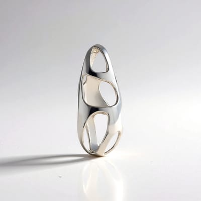 Cavill - Zilveren Hanger 925 Sterling Zilver - Rhodineerd - Abstract Modern Vloeiend Design - Dames & Unisex - 28x13 mm - Certificaat van Echtheid