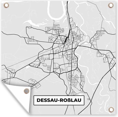 Tuin poster Duitsland - Plattegrond - Kaart - Dessau-Roẞlau - Stadskaart - 200x200 cm - Tuindoek