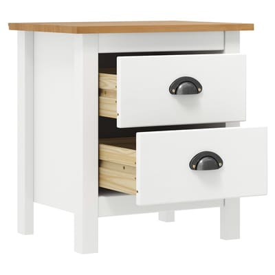 vidaXL - Nachtkastje - Hill - 46x35x49,5 - cm - massief - grenenhout - wit