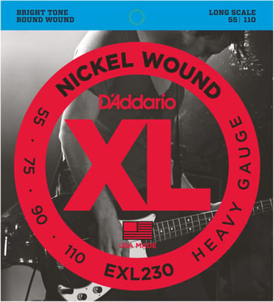 D'Addario 4er bas XL nikkel 55-110 55-75-90-110, EXL230 - Snarenset voor 4-string basgitaar