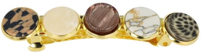Haarsoires Haarspeld Patentspeld 6cm - Cirkel - Fantasie Patroon - Goud Bruin Creme - Haarspelden voor Dames - Haarklem - Haarclip - Haaraccessoires - Hair Clip - Decoratieve Haaraccessoire