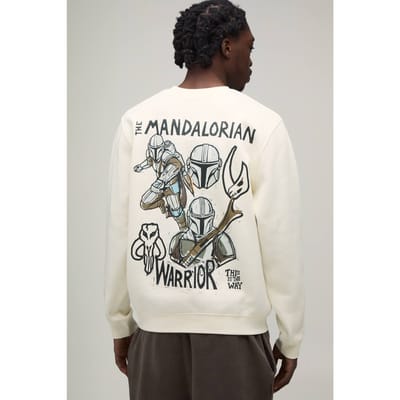 Oversized Sweatshirt Met Mandalorian Warrior Licentieprint | Ecru | Size XS