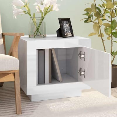 vidaXL - Salontafel - 51x50x45 - cm - bewerkt - hout - hoogglans - wit