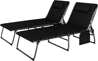Opvouwbare Ligstoelen - Zonnebedden Tuinstoelen - Buiten Ontspannen - 5-voudig Verstelbaar - 68x189x36 cm - Zwart