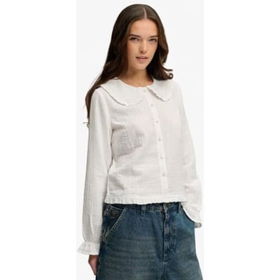 Superdry Blouse met Lange Mouwen en Kraag White Grootte: 40