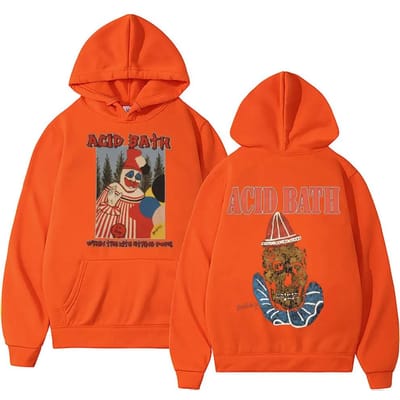 Acid Bath When The Kite String Pops Album Grafische Print Hoodie Mannen Vrouwen Fleece Katoenen Sweatshirt Mannen Gothic Oversized Hoodies 3XL oranje