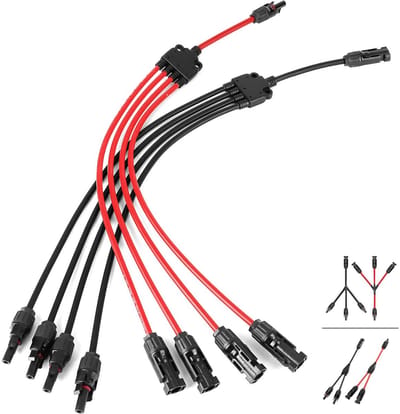 Y-Splitsers voor Solar Kabel - Zonne-energie Connectoren - Panels Koppelen - Waterdicht IP67 - 2.5-6mm² - Zwart