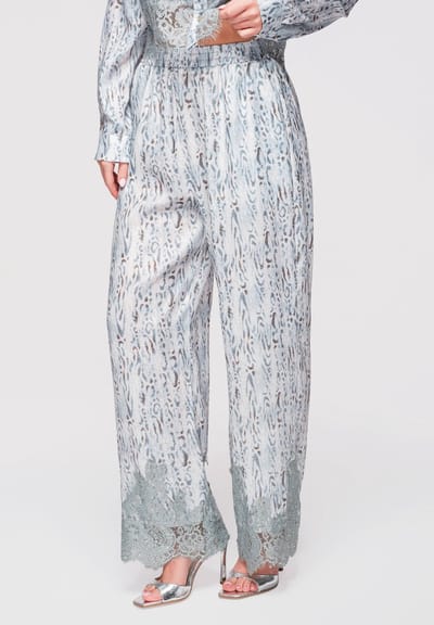OMBRE Broek - Loose Fit - Dierenprint - Broek Blauw M/L