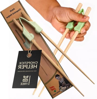 Eetstokjes Helper - Eetstokhulp Ouderen - Onafhankelijk Eten - V-vormig Scharnier - 23 Gram - Lichtgroen