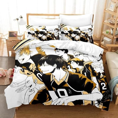 Cartoon Anime Haikyuu Beddengoed Set 3D Geprint Volleybal Jongens Dekbedovertrek Set Eenpersoons Tweepersoons Luxe Bedlinnen voor Kinderen Tieners Cadeau Us Twin 172x218cm
