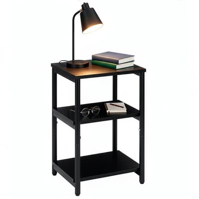 Springos Nachtkastje - Bijzettafel - Slaapkamer - 35x31x59 cm - Zwart - 30 Kg