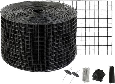Zonnepaneel Vogelbeschermingsgaas, 1/2” Gaasrol met 100 Aluminium Bevestigingen, Roestvrij PVC-Gecoat Bescherming, 8 "x100ft