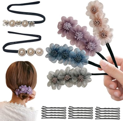 Zesdelige Haarbroodjesmaker voor Vrouwen, Ideaal voor Dagelijks Gebruik en Feestjes, Creëer Mooie Haarstijlen met Donutvormige Haarrollers en Twists