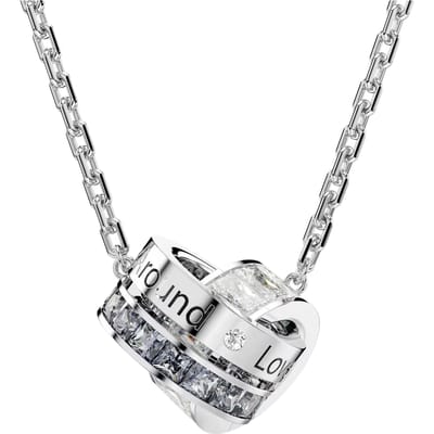 Swarovski Connexus Dubbele Ring In elkaar grijpend Letterlogo Hanger Ketting Dames ketting Zilver 5690040 Box+Shopping Bag white