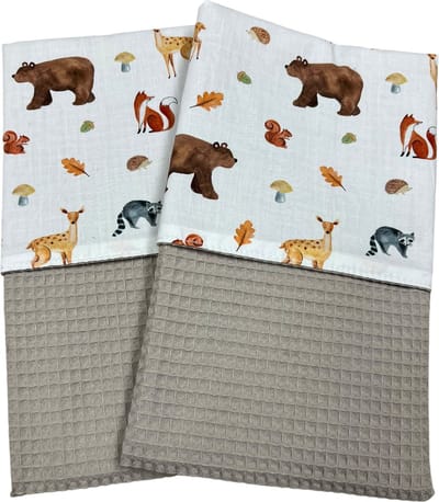 Baby deken kinderwagen deken wieg deken zand taupe kleur forest animal 60 x 90 cm