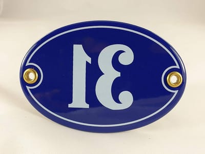 Huisnummerbord - Nummerbord - Huis Markeren - Origineel Emaille - 10.5 x 7 cm - Blauw Wit