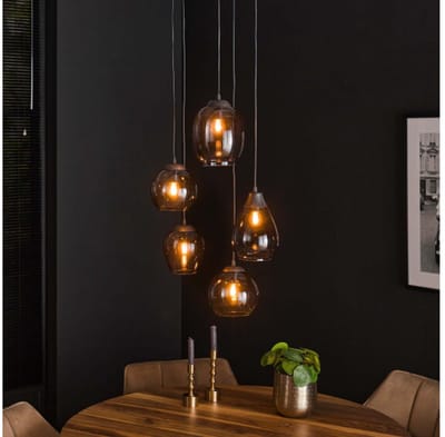 Hanglamp Philip mix 5-lichts - Chromed glas