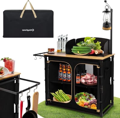 Campingkeuken Opvouwbaar - Outdoor Keukenmeubel - Koken in de Natuur - Met Windscherm en Spoelbak