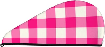 Haardroger Kap - Haarhanddoek Sneldrogend - Haar Drogen - Zeer Absorberend Koraalvlies - 26 x 64 cm - Roze Patroon