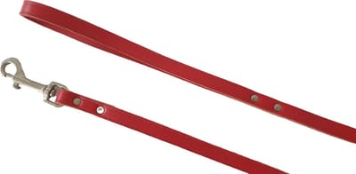 KARLIE Rondo Hondenriem / Hondenlijn - Echt Leder - Geklonken - Rood - Breedte: 12 mm - Lengte: 100 cm