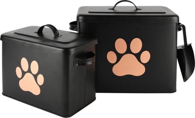 Dekoratief | Set 2 bewaardozen 'Paw', zwart, metaal, 24x14x17cm | A248224