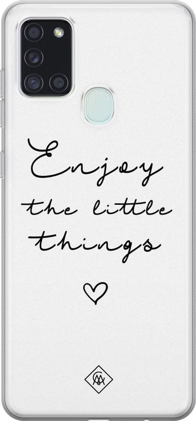 Casimoda® hoesje - Geschikt voor Samsung A21s - Enjoy Life - Backcover - Siliconen/TPU - Geel