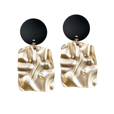 Clip oorbellen -zwart- satijn- goudkleurig-geen gaatje- Charme Bijoux