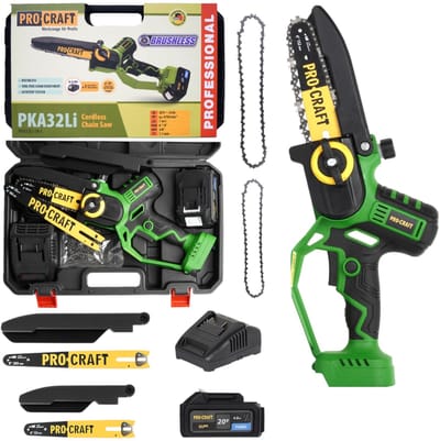 Procraft PKA32Li accu kettingzaag 20 V 203 mm borstelloos + 1x accu 4,0 Ah + oplader + koffer