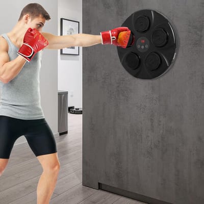 Muziek Boxing Machine - Boksapparaat Fitness - Thuis Sporten - 9 Snelheden Bluetooth - 43 cm Diameter - Zwart