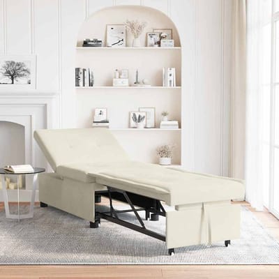 vidaXL - Slaapbank - Crème - 194 - x - 67 - x - 82 - cm - Fluweel
