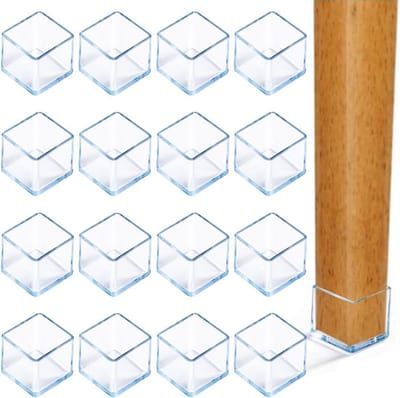 16 stuks vierkante stoelpoten 25 x 25 mm - rubberen voetjes voor vloerbescherming