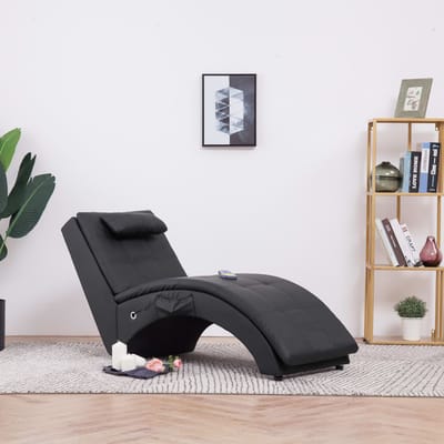 vidaXL - Massage - chaise - longue - met - kussen - kunstleer - zwart