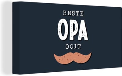Canvas Schilderij Quotes - Kado voor man - Vaderdag - Beste opa ooit - Spreuken - 40x20 cm - Wanddecoratie - Vaderdag cadeau - Geschenk - Cadeautje voor hem - Tip - Mannen