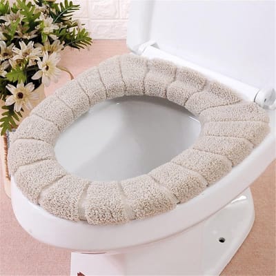 Toiletbrilwarmer - Pluche kussen - Warmte en comfort - Machinewasbaar ontwerp - 31 cm diameter - Beige