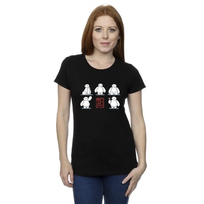 Disney Dames/Dames Big Hero 6 Baymax Veel Poses Katoenen T-Shirt (Zwart)