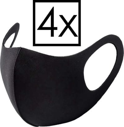 Mondkapje Wasbaar Universeel Mondmasker Wasbaar Niet Medisch Zwart - 4x