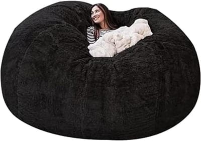 Zitzakhoes - Slaapzakhoes Sofa - Ontspannen Zitten - Zacht Pluche Materiaal - 7 voet (180x90 cm) - Zwart