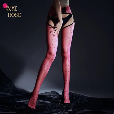 Collants Fines à Pois Élastiques Sexy pour Femmes sans Entrejambe Collants Brillants de Bonne d'Enfant Bas Transparents Club Pole Dance Sexe Ootd Mode M 40-65KG black