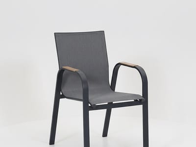 Vente-unique Set van 2 stapelbare tuinstoelen van aluminium en textileen - Antraciet - ZEYVA van MYLIA
