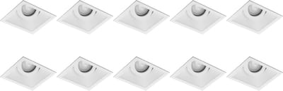 Spot Armatuur 10 Pack - Pragmi Zano Pro - GU10 Inbouwspot - Vierkant - Wit - Aluminium - Kantelbaar - 93mm