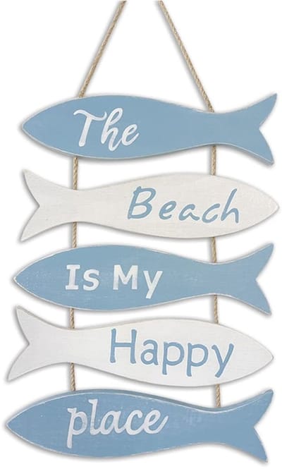 Dailygoods- Wanddecoratie Houten Bord Nautisch Thema - Wanddecoratie Zeehond/Vis - Wanddecoratie Badkamer/Slaapkamer - Wanddecoratie Keuken/Kinderkamer - Wanddecoratie Kust/Strand - Hoogwaardig Hout, Lichtgewicht. - Wandplaat