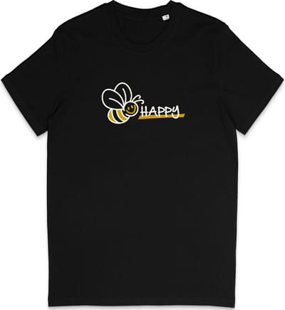 Grappig Heren en Dames T Shirt - Be Happy - Ben Gelukkig - Zwart - XS