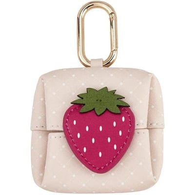 Porte-clés mignon en forme de sac pour écouteurs en cuir microfibre, mini pochette de rangement pour rouge à lèvres, porte-monnaie tendance, portefeuille étudiant polyvalent fraise des bois