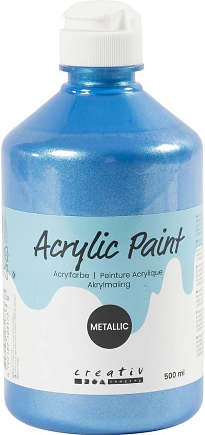 Acrylverf Metallic, metallic, blauw, 500 ml/ 1 fles