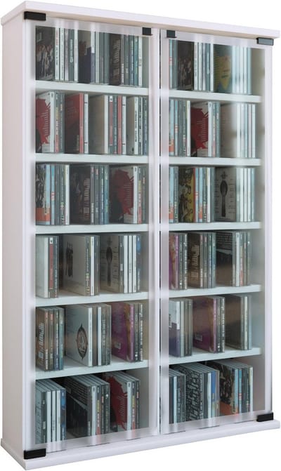 Media Opbergkast - CD DVD Plank - Verzameling Opslag - Verstelbare Planken - 91x60x18 cm - Wit