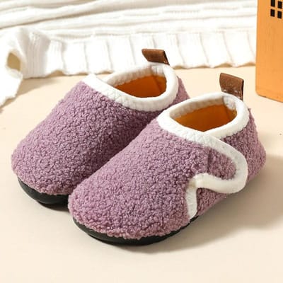 Pantoufles Chaussons Chauds Doux d'Hiver Unisexe Maison Semelle Caoutchouc Antidérapante Intérieur Extérieur Confortables Baskets pour Femmes Hommes Personnes Âgées 24-25 violet